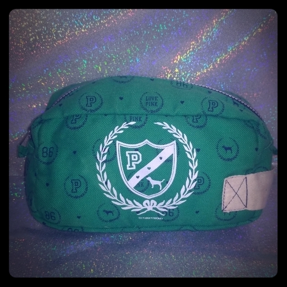 PINK Victoria's Secret Green Cosmetic Bag